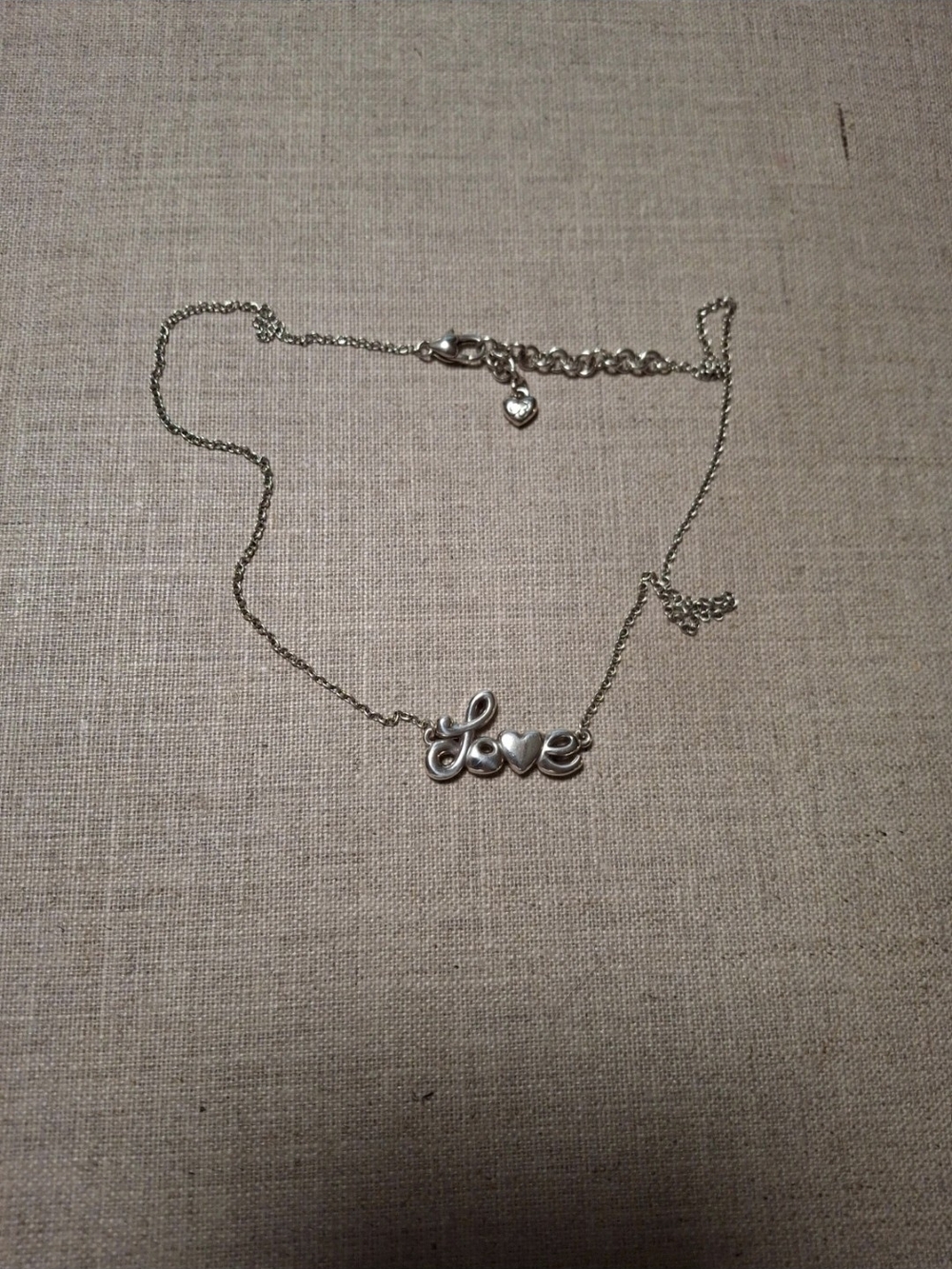 Brighton Love Script Pendant Necklace in Silver Adjustable